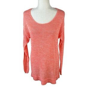 GAP Orange Knit Scoop Neck Long Sweater Size Large